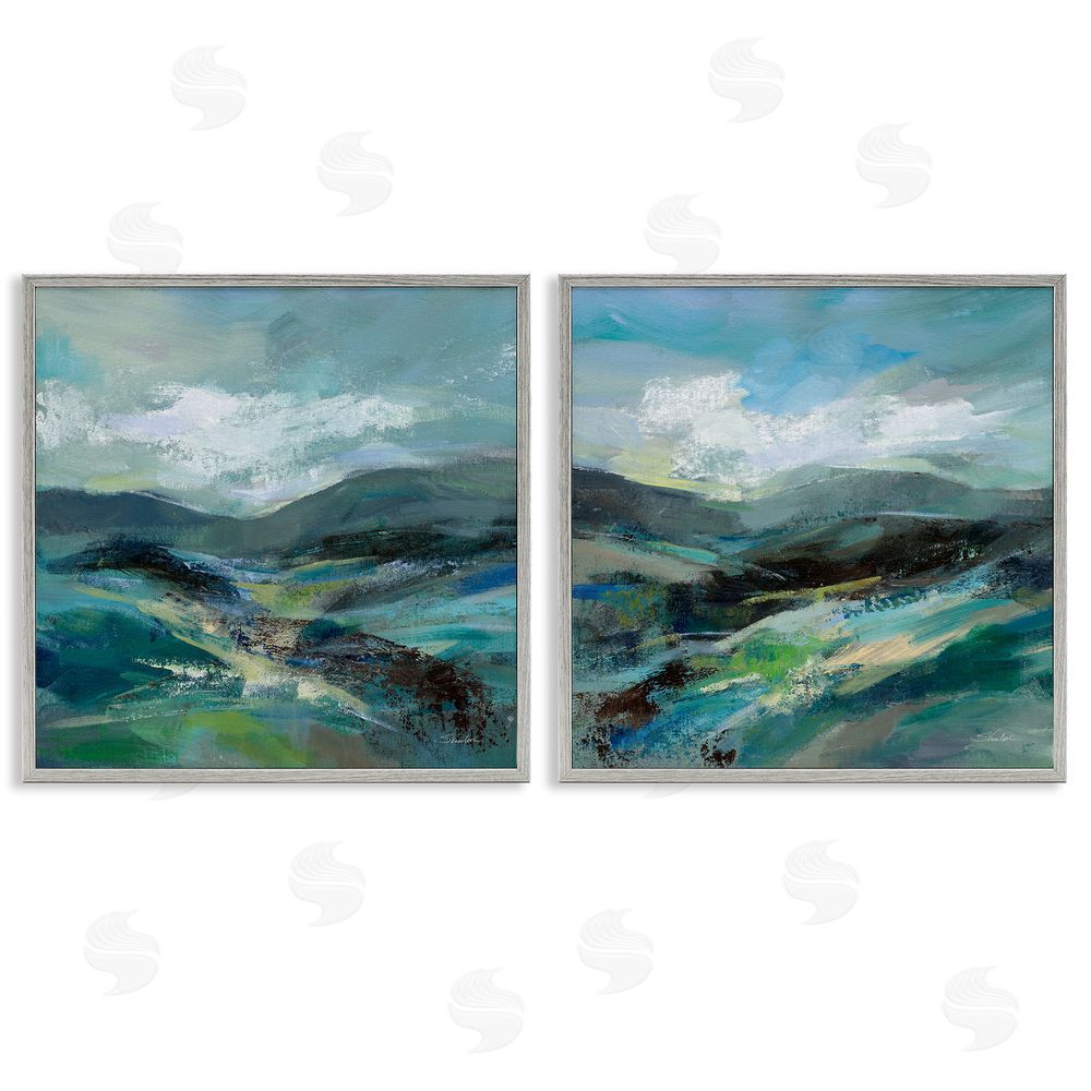 Silvia Vassileva Modern Mountain Horizon Scene  Gray Framed Giclee Wall Art Print