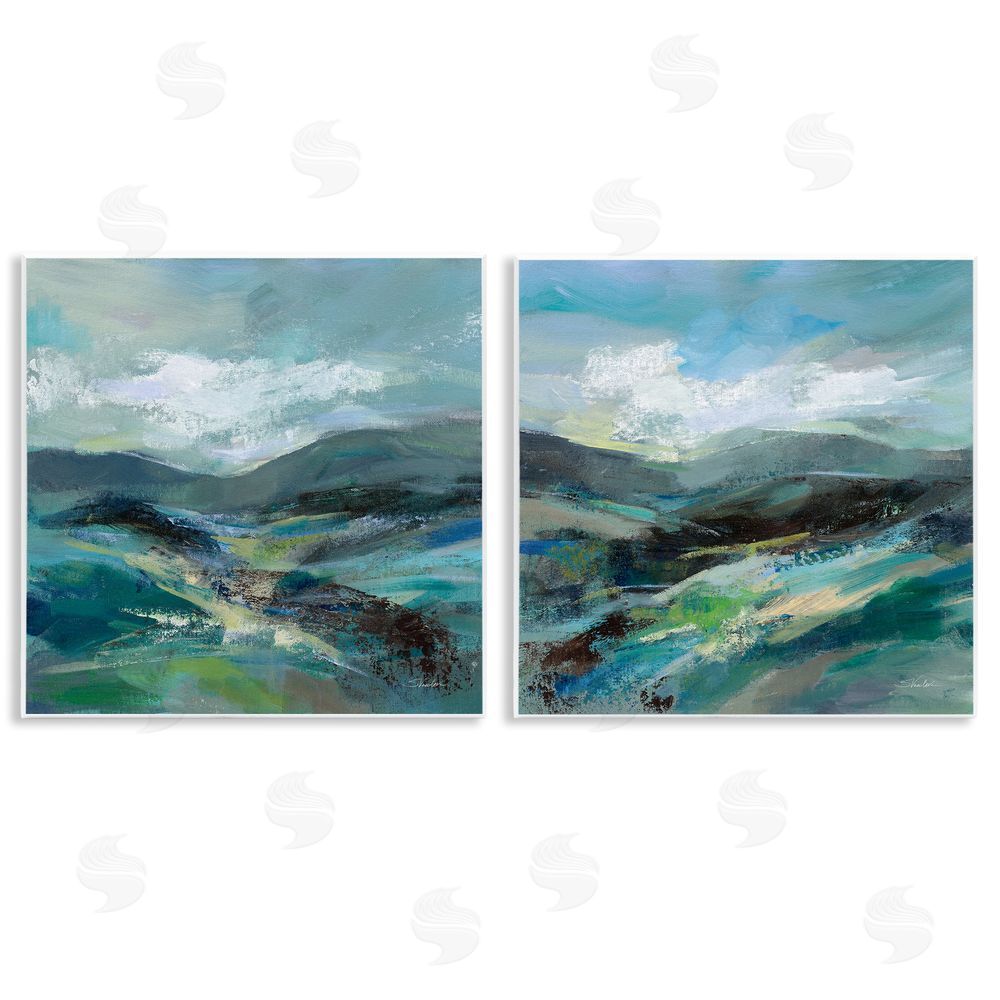 Silvia Vassileva Modern Mountain Horizon Scene  Wooden Wall Plaque Art Print