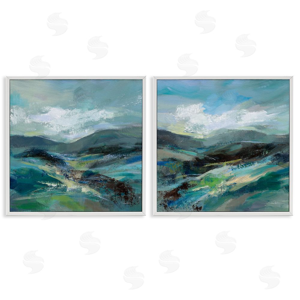 Silvia Vassileva Modern Mountain Horizon Scene  White Framed Giclee Wall Art Print