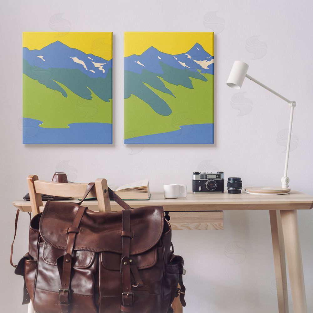 Jacob Green Contemporary Blocked Mountains Canvas Wall Art Print in Room