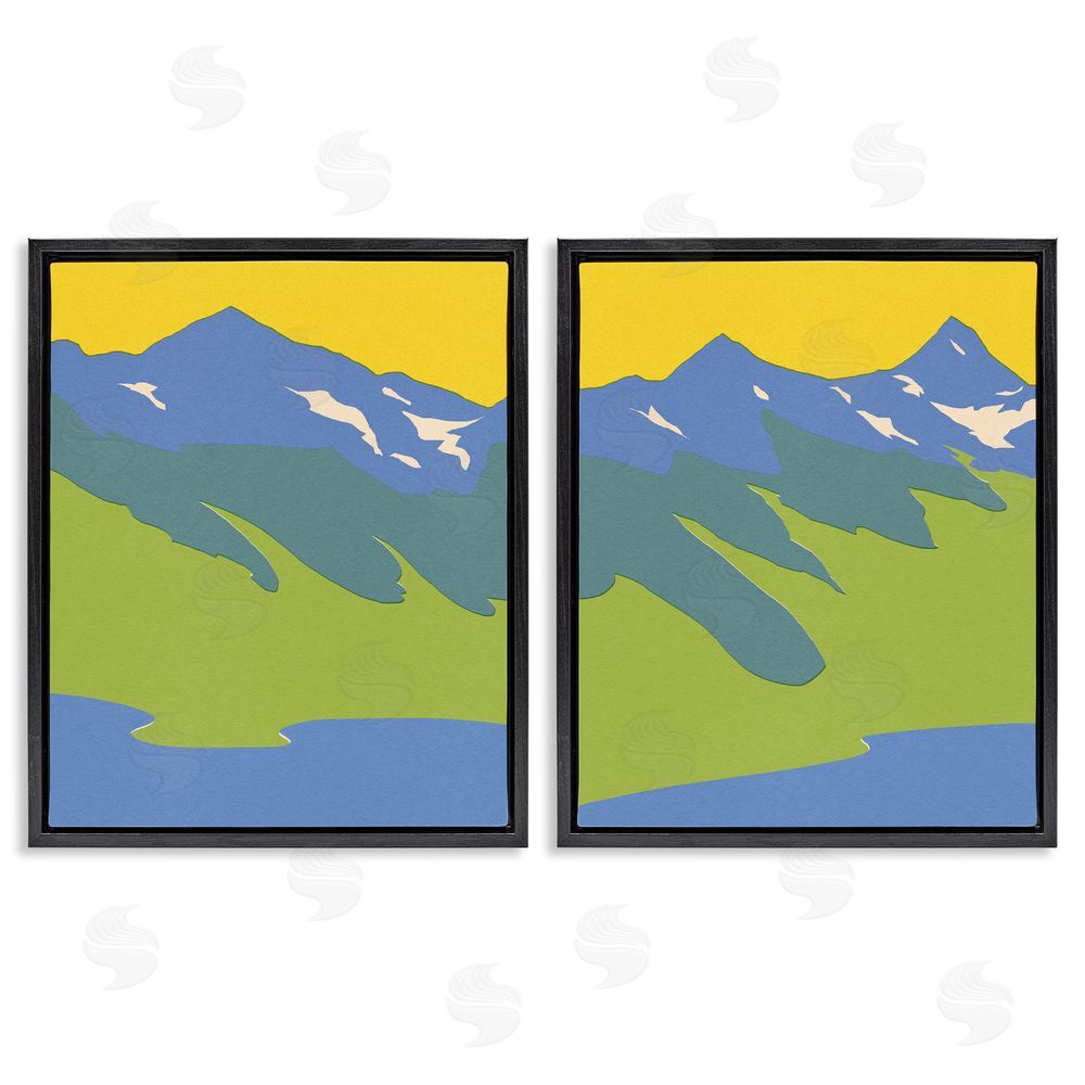 Jacob Green Contemporary Blocked Mountains Black Floating Frame Canvas Wall Art Print