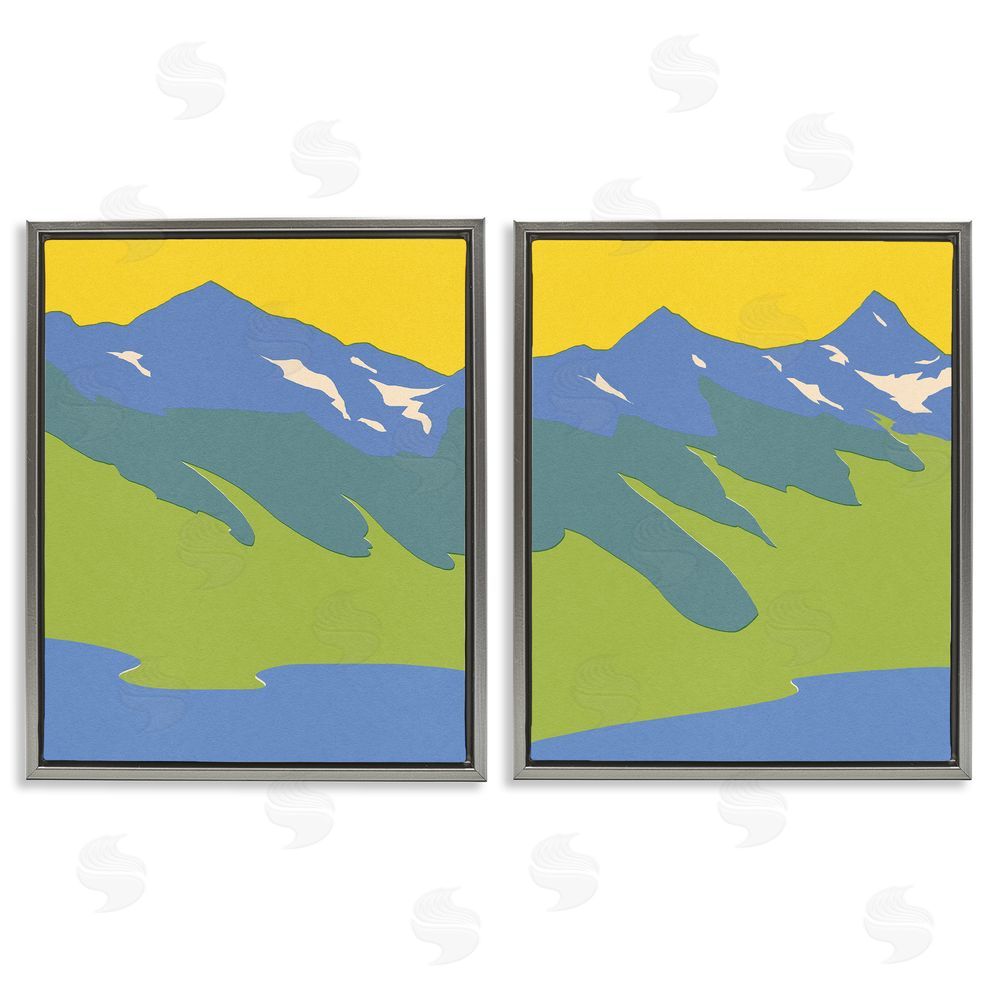 Jacob Green Contemporary Blocked Mountains Gray Floating Frame Canvas Wall Art Print