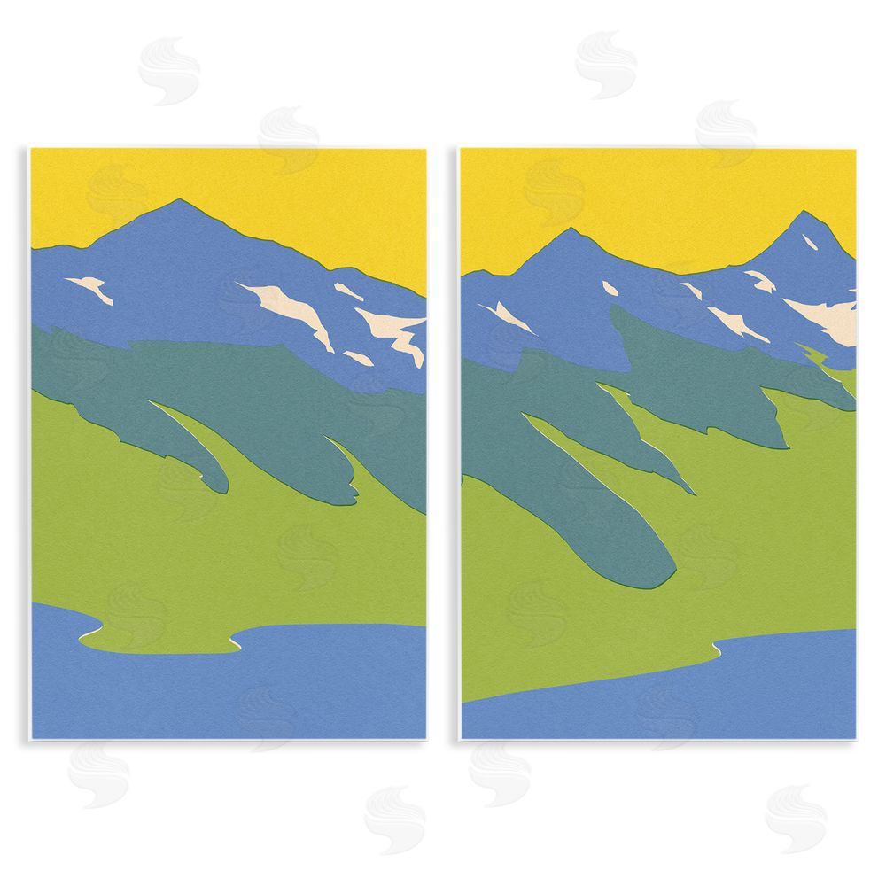Jacob Green Contemporary Blocked Mountains Wooden Wall Plaque Art Print