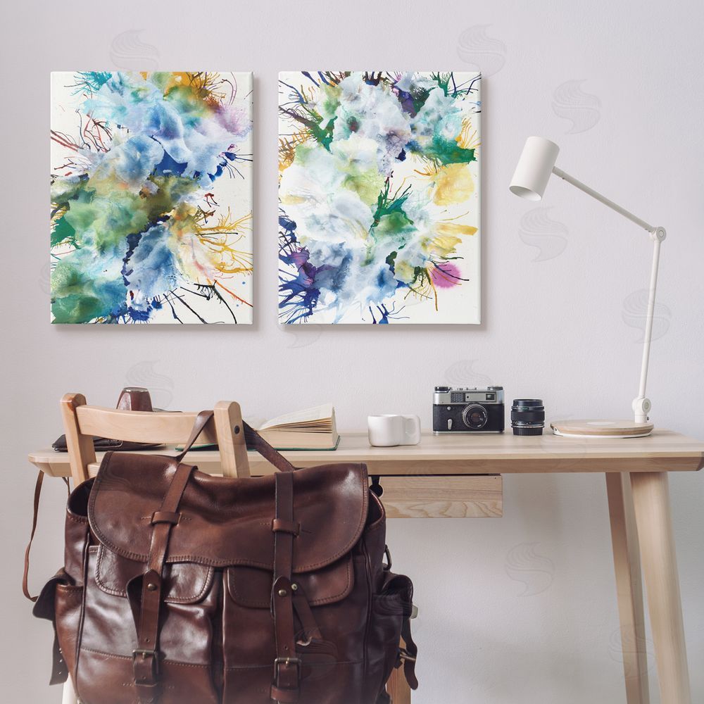 Jodi Fuchs Modern Urban Rainbow Splatter Canvas Wall Art Print in Room