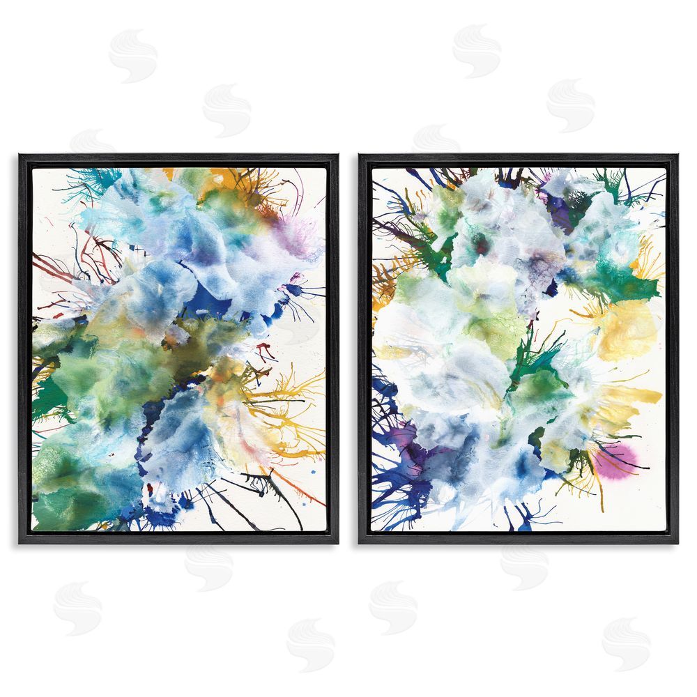 Jodi Fuchs Modern Urban Rainbow Splatter Black Floating Frame Canvas Wall Art Print