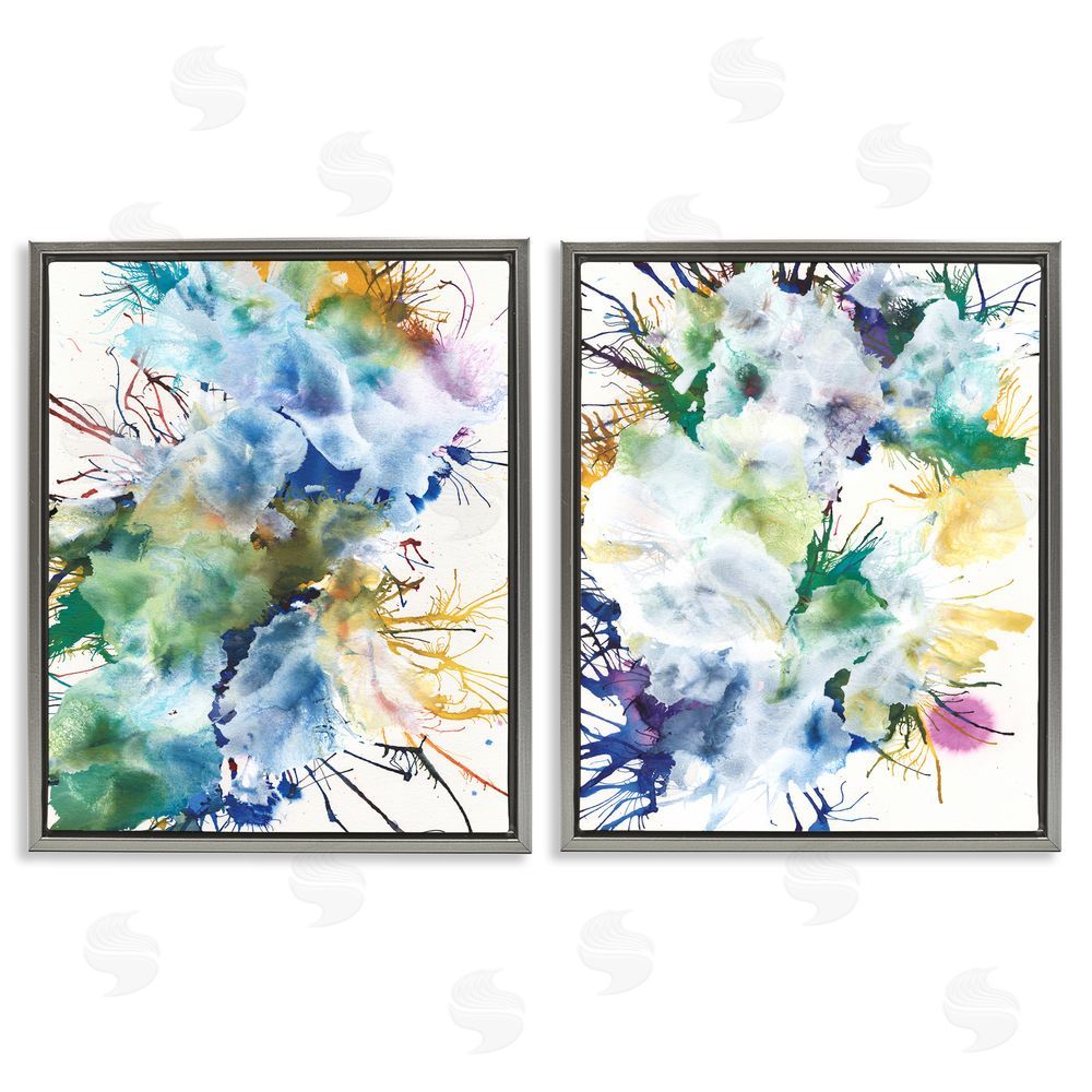Jodi Fuchs Modern Urban Rainbow Splatter Gray Floating Frame Canvas Wall Art Print