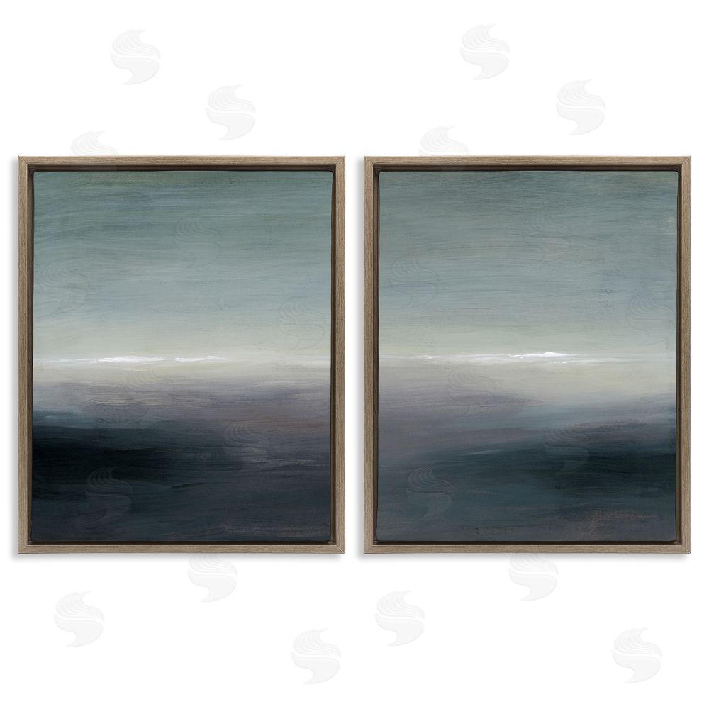Grace Popp Dark Horizon Landscape Scene Brown Floating Frame Canvas Wall Art Print