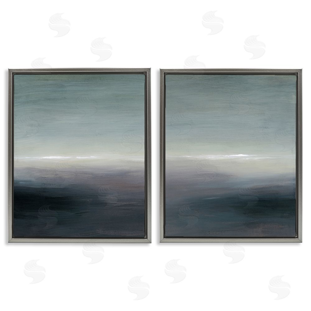 Grace Popp Dark Horizon Landscape Scene Gray Floating Frame Canvas Wall Art Print