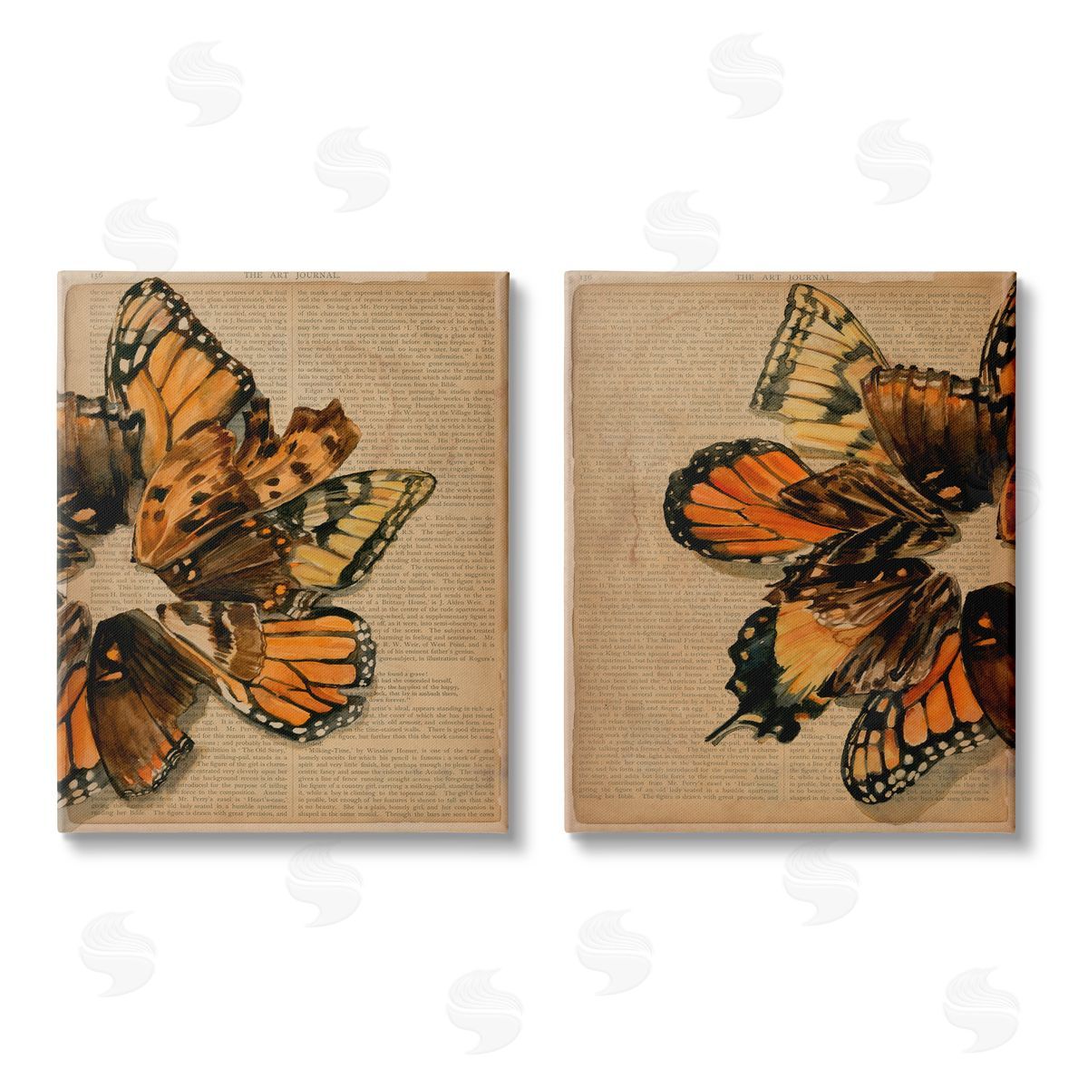 Jennifer Paxton Parker Vintage Butterfly Literature Pages Canvas Wall Art Print