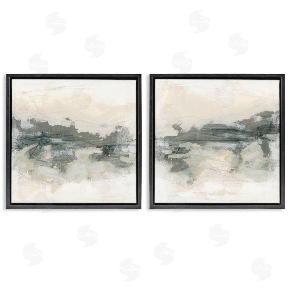 June Erica Vess Modern Abstract Scribble Composition Black Floating Frame Canvas Wall Art Print
