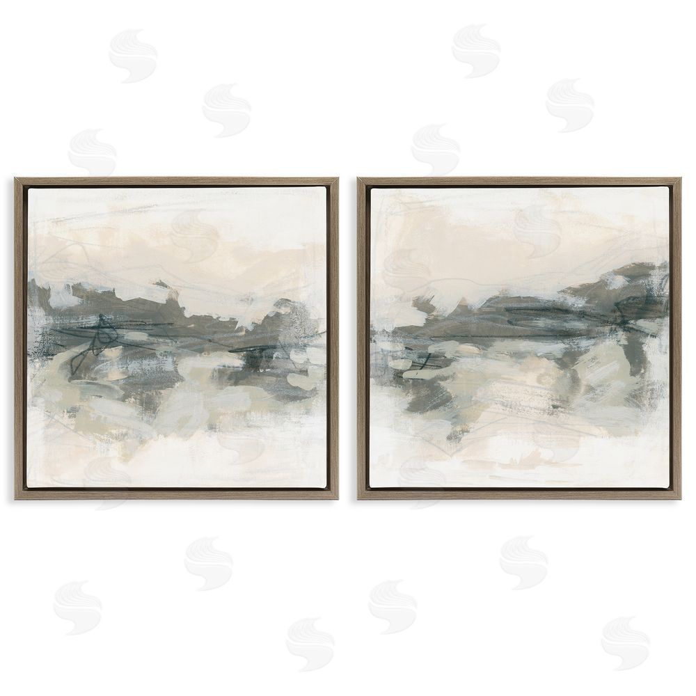 June Erica Vess Modern Abstract Scribble Composition Brown Floating Frame Canvas Wall Art Print
