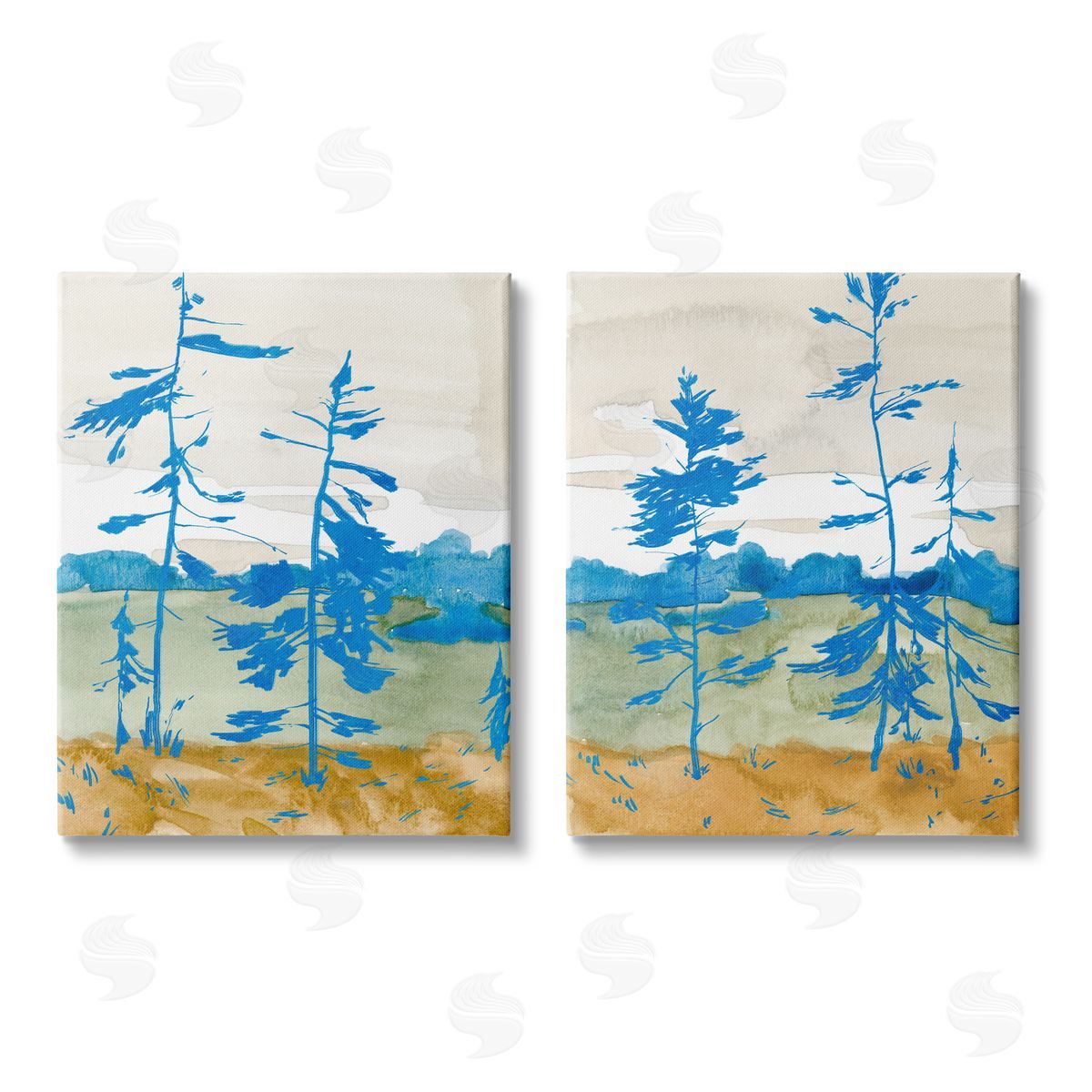 Jacob Green Modern Blue Tree Scenery Canvas Wall Art Print