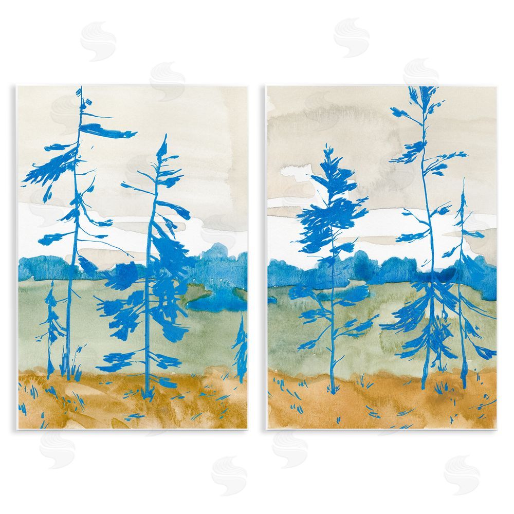 Jacob Green Modern Blue Tree Scenery Wooden Wall Plaque Art Print