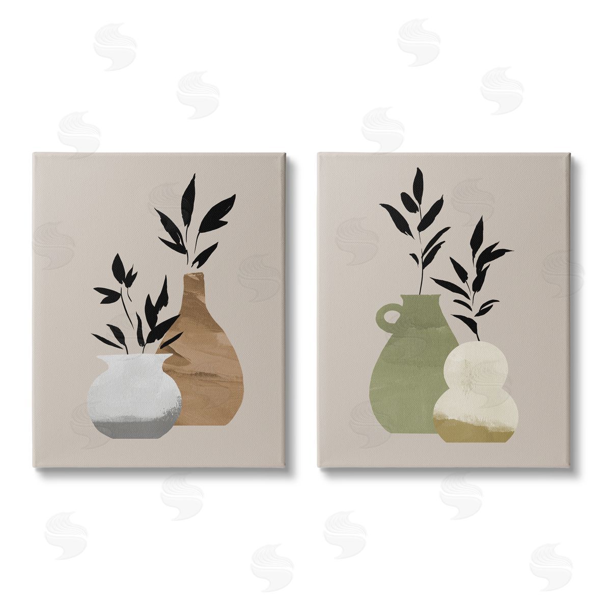 Jacob Green Modern Ikebana Plant Vases Canvas Wall Art Print