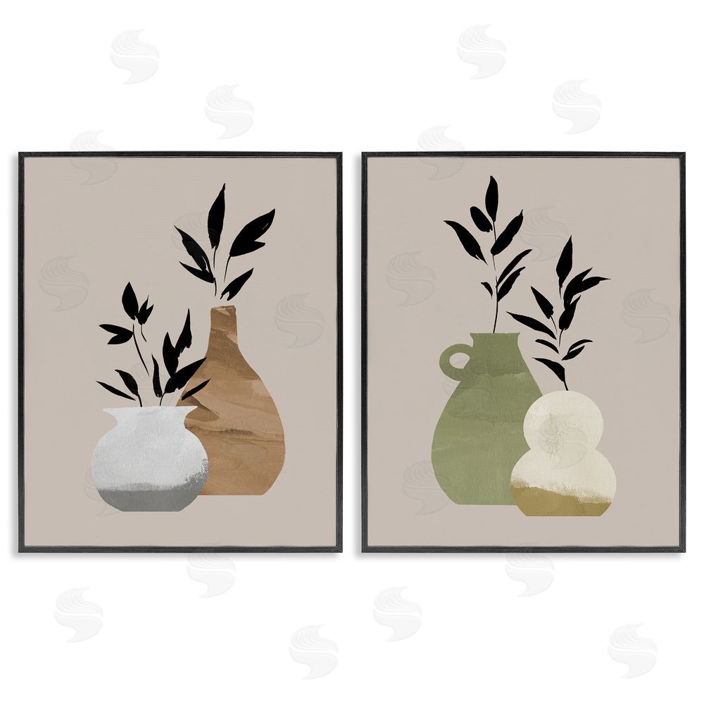 Jacob Green Modern Ikebana Plant Vases Black Framed Giclee Wall Art Print