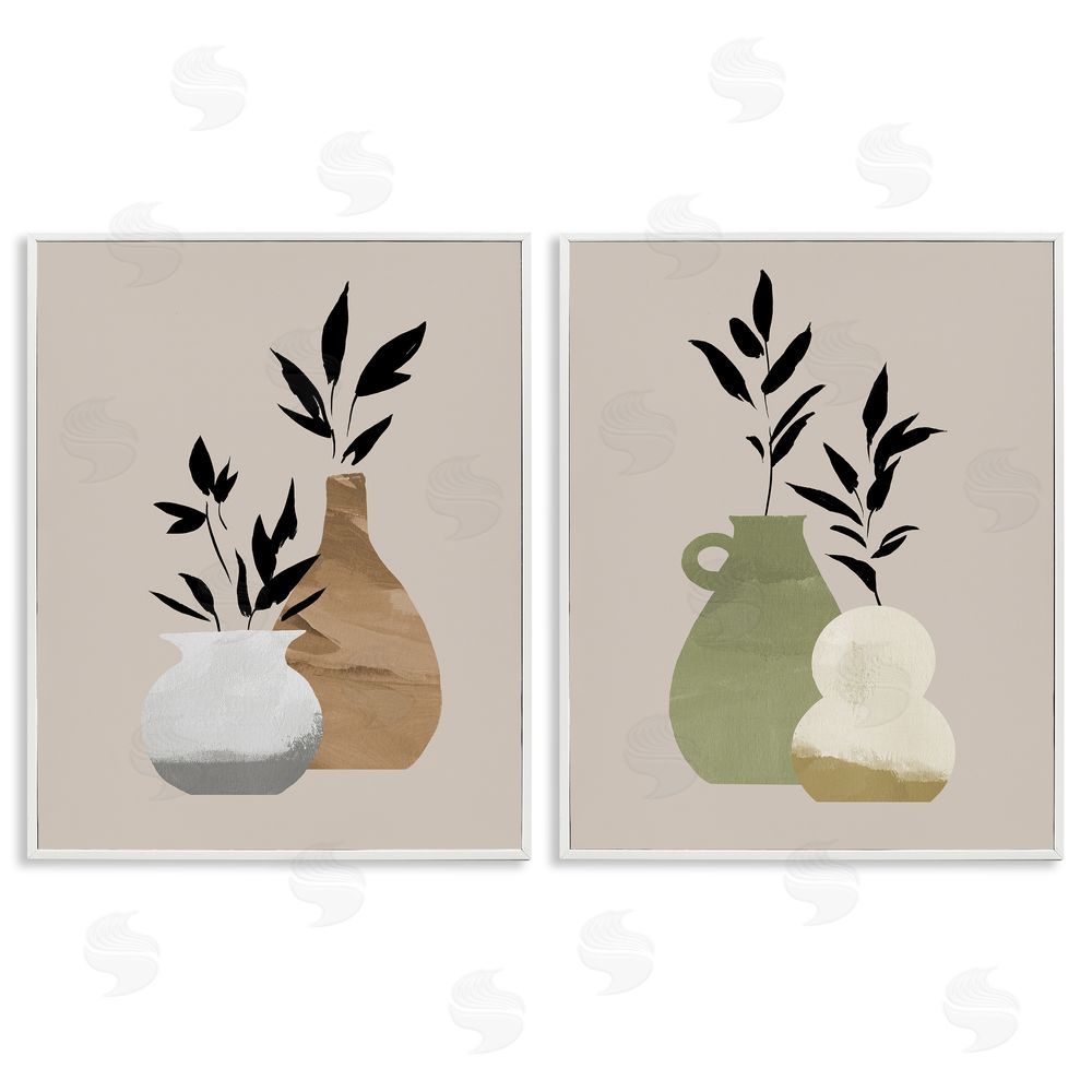 Jacob Green Modern Ikebana Plant Vases White Framed Giclee Wall Art Print