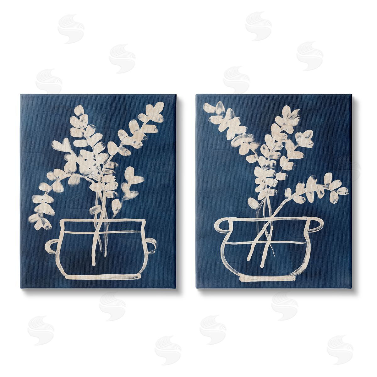 June Erica Vess Contemporary Herbs Botanical Vase Canvas Wall Art Print