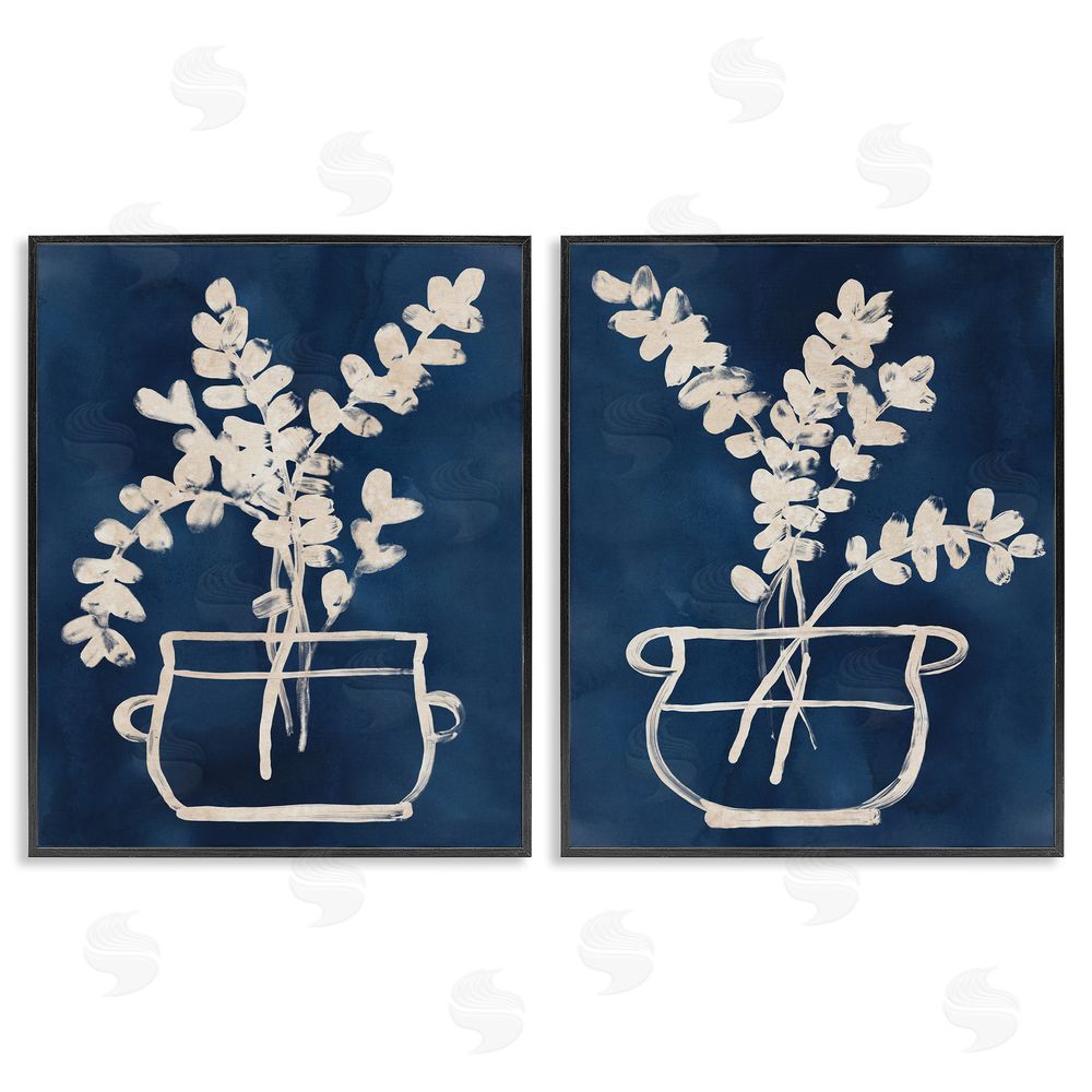 June Erica Vess Contemporary Herbs Botanical Vase Black Framed Giclee Wall Art Print