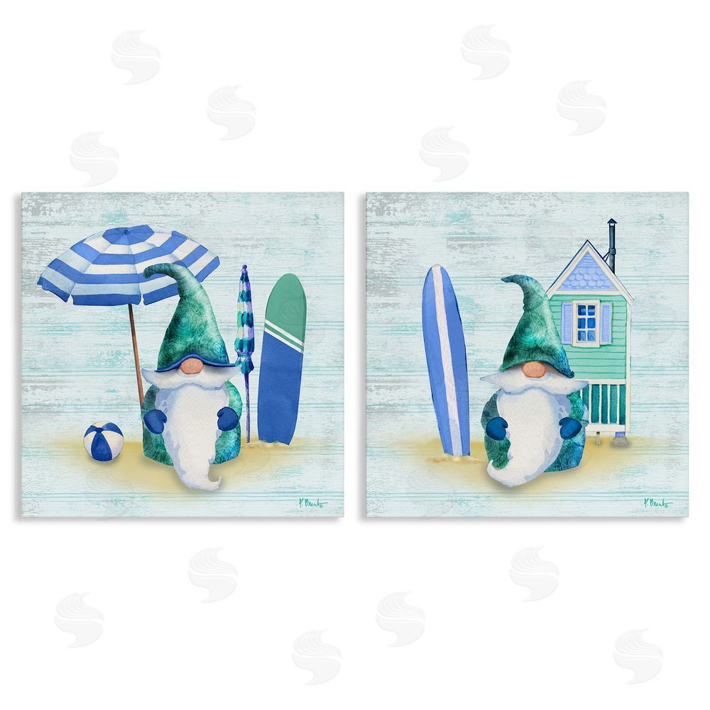 Paul Brent Nautical Gnomes Beach Surfboards Canvas Wall Art Print