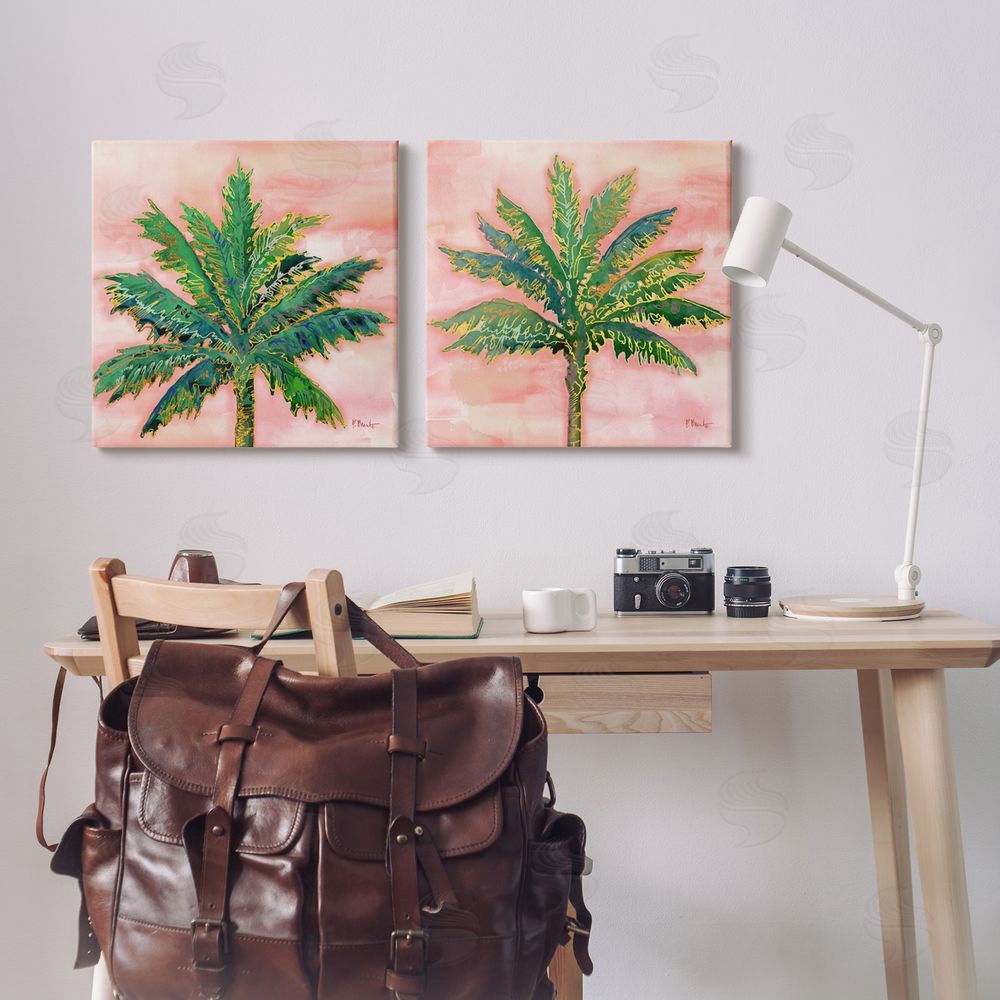 Paul Brent Tropical Palm Trees Glam Detail Canvas Wall Art Print in Room