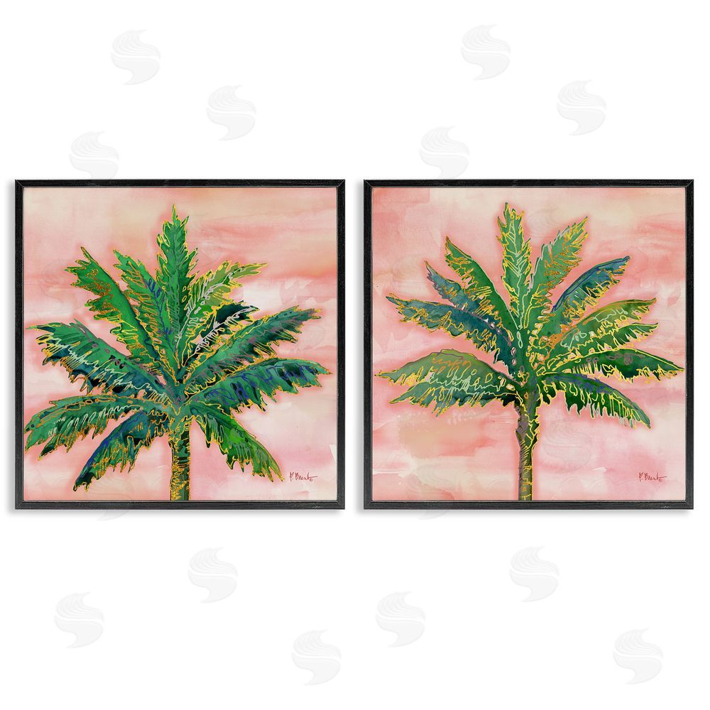 Paul Brent Tropical Palm Trees Glam Detail Black Framed Giclee Wall Art Print