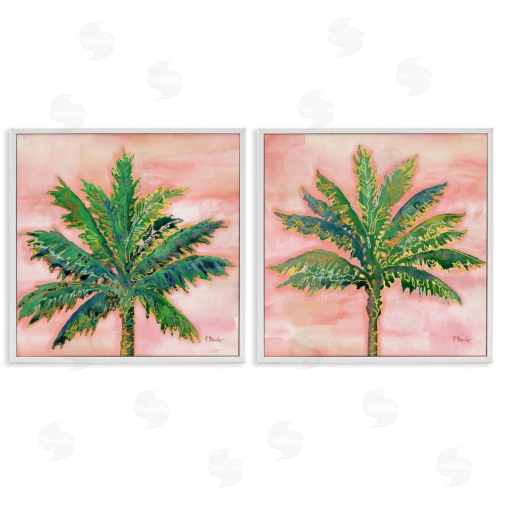 Paul Brent Tropical Palm Trees Glam Detail White Framed Giclee Wall Art Print