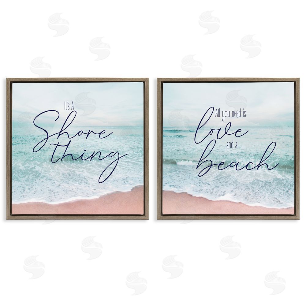 Natalie Carpentieri Soothing Beach Lover Phrases  Brown Floating Frame Canvas Wall Art Print