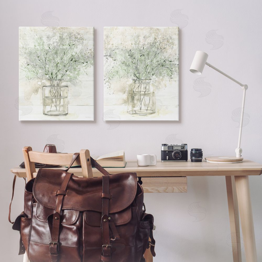 Carol Robinson Country Florals Delicate Blooming Bouquet Canvas Wall Art Print in Room