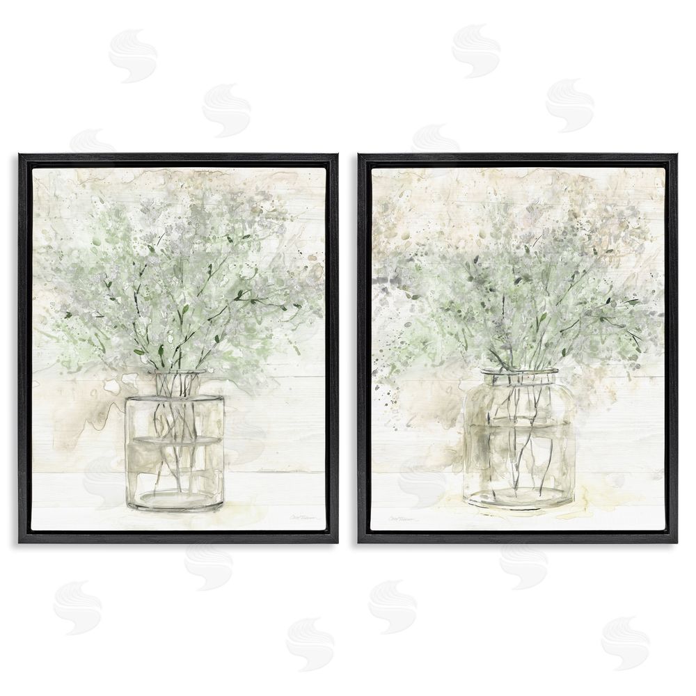 Carol Robinson Country Florals Delicate Blooming Bouquet Black Floating Frame Canvas Wall Art Print