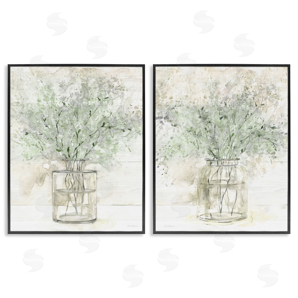 Carol Robinson Country Florals Delicate Blooming Bouquet Black Framed Giclee Wall Art Print