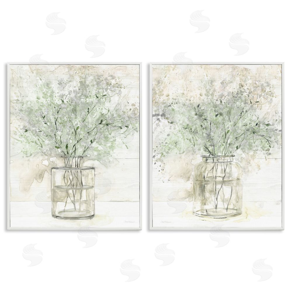 Carol Robinson Country Florals Delicate Blooming Bouquet White Framed Giclee Wall Art Print
