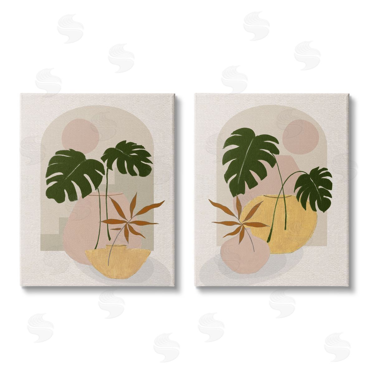 Janet Tava Boho Monstera Archway Landscape Canvas Wall Art Print