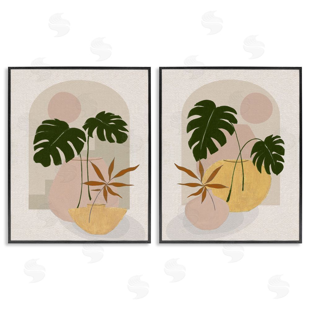 Janet Tava Boho Monstera Archway Landscape Black Framed Giclee Wall Art Print