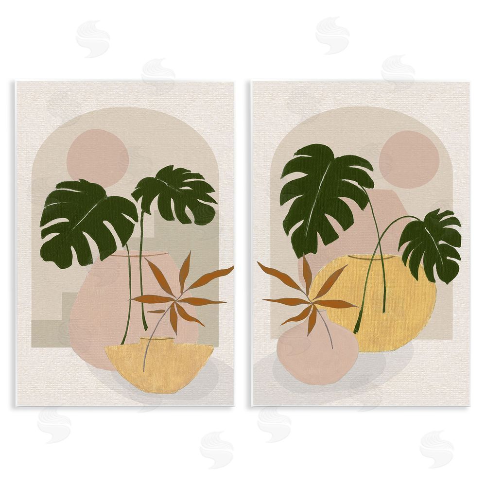 Janet Tava Boho Monstera Archway Landscape Wooden Wall Plaque Art Print