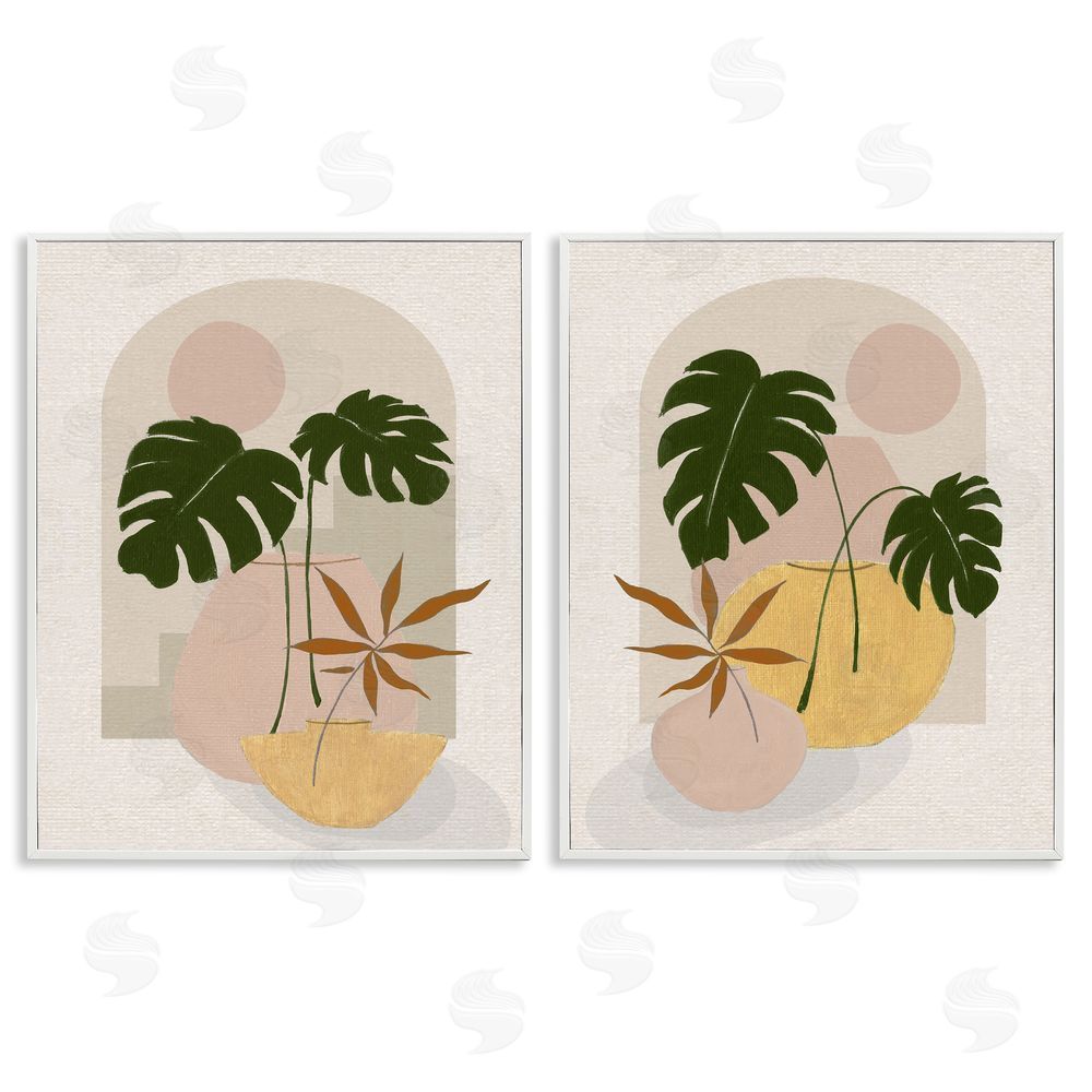 Janet Tava Boho Monstera Archway Landscape White Framed Giclee Wall Art Print
