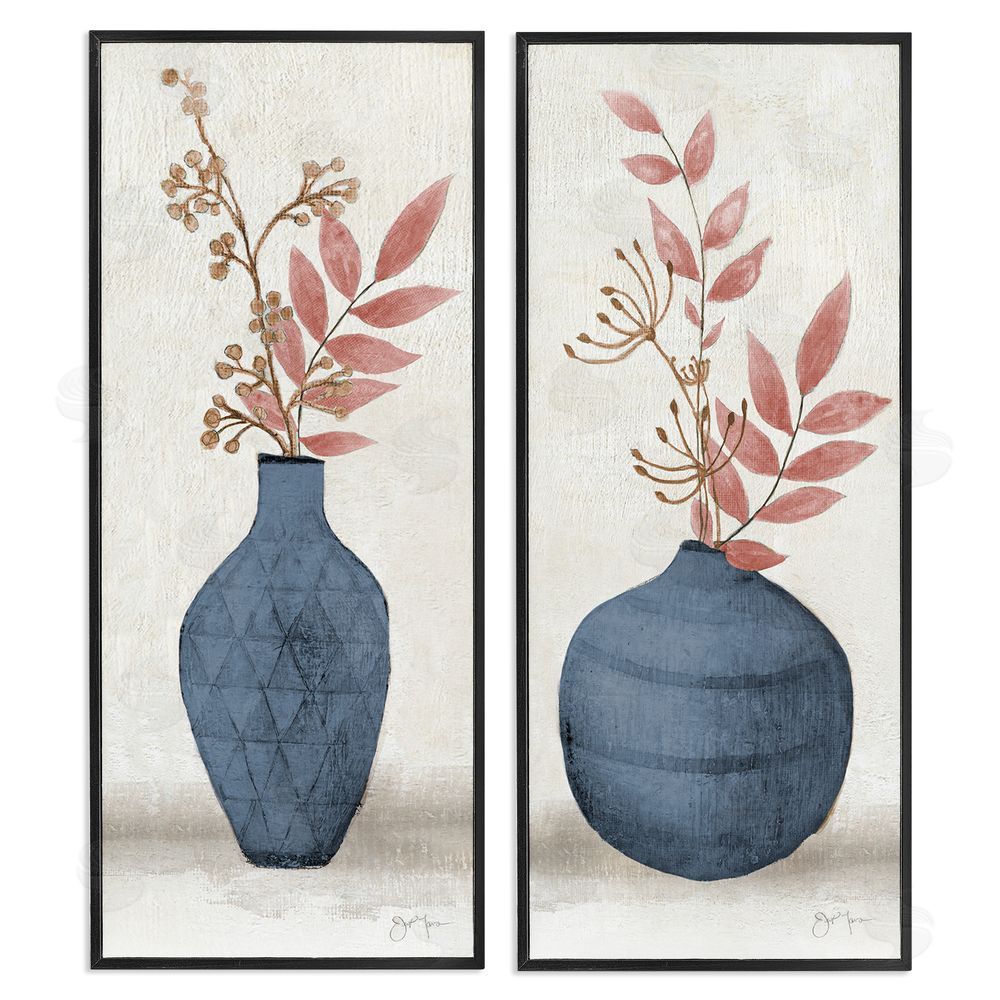 Janet Tava Ikebana Flower Vases Arrangement Black Framed Giclee Wall Art Print