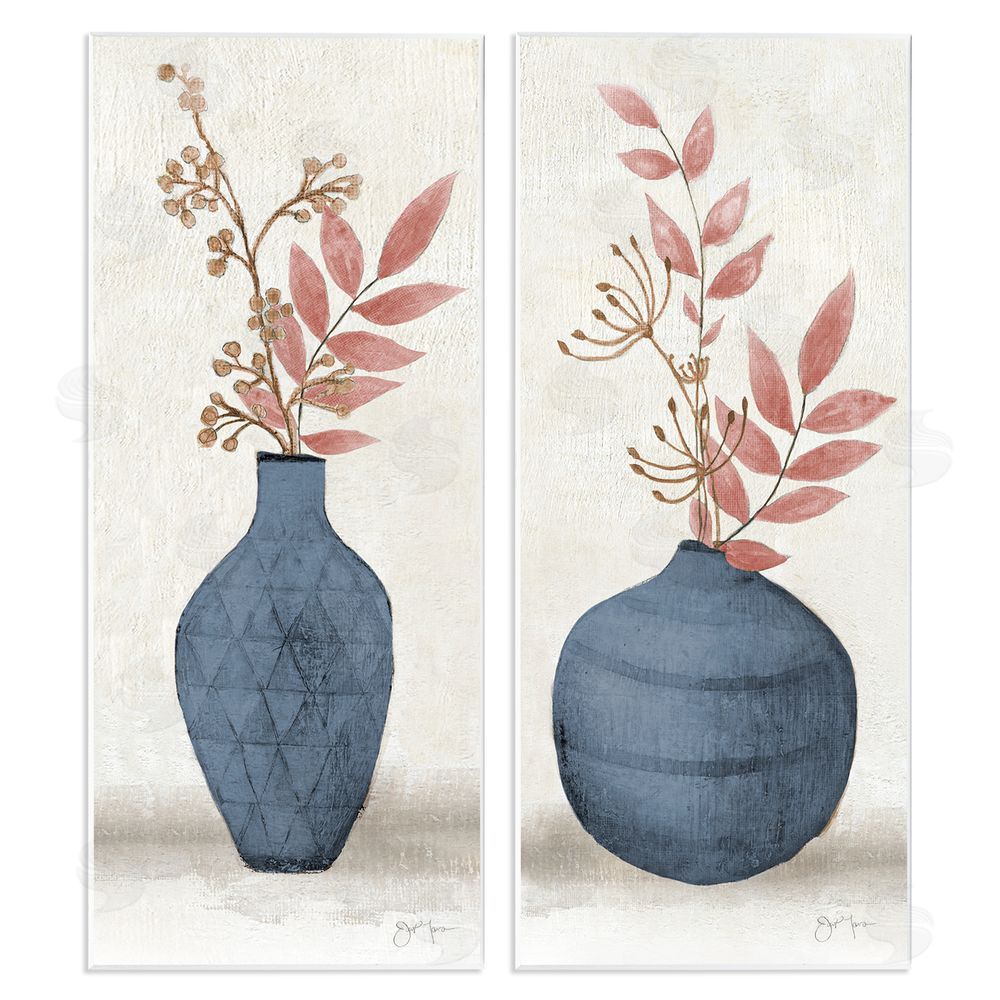 Janet Tava Ikebana Flower Vases Arrangement Wooden Wall Plaque Art Print