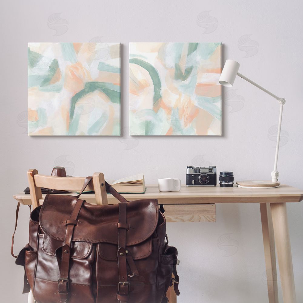 June Erica Vess Contemporary Pastel Collage Abstract Canvas Wall Art Print in Room