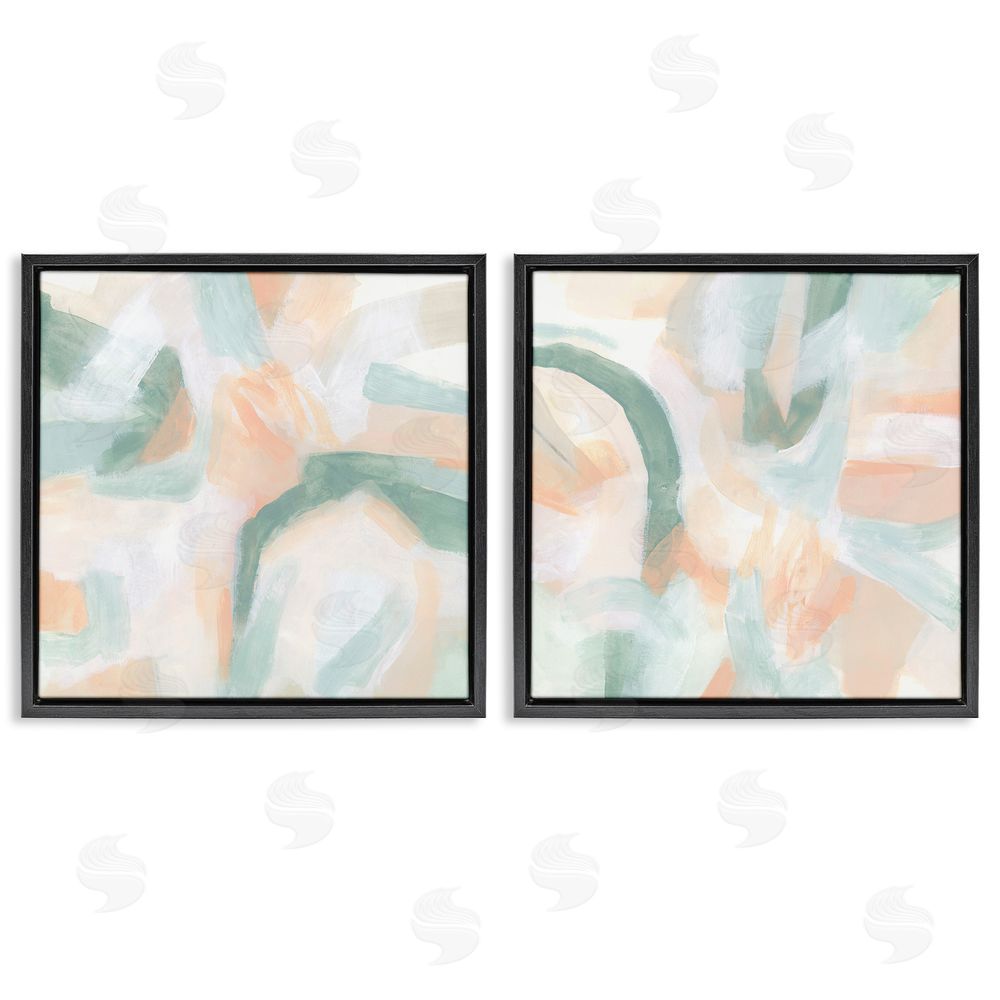 June Erica Vess Contemporary Pastel Collage Abstract Black Floating Frame Canvas Wall Art Print
