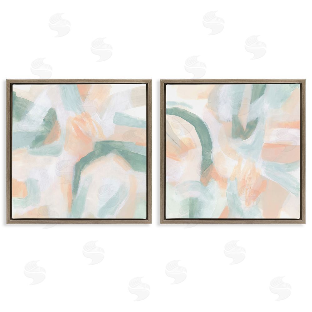 June Erica Vess Contemporary Pastel Collage Abstract Brown Floating Frame Canvas Wall Art Print