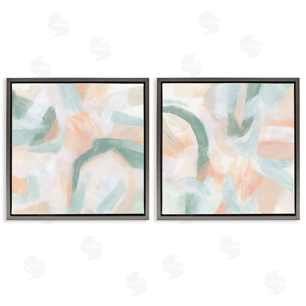 June Erica Vess Contemporary Pastel Collage Abstract Gray Floating Frame Canvas Wall Art Print