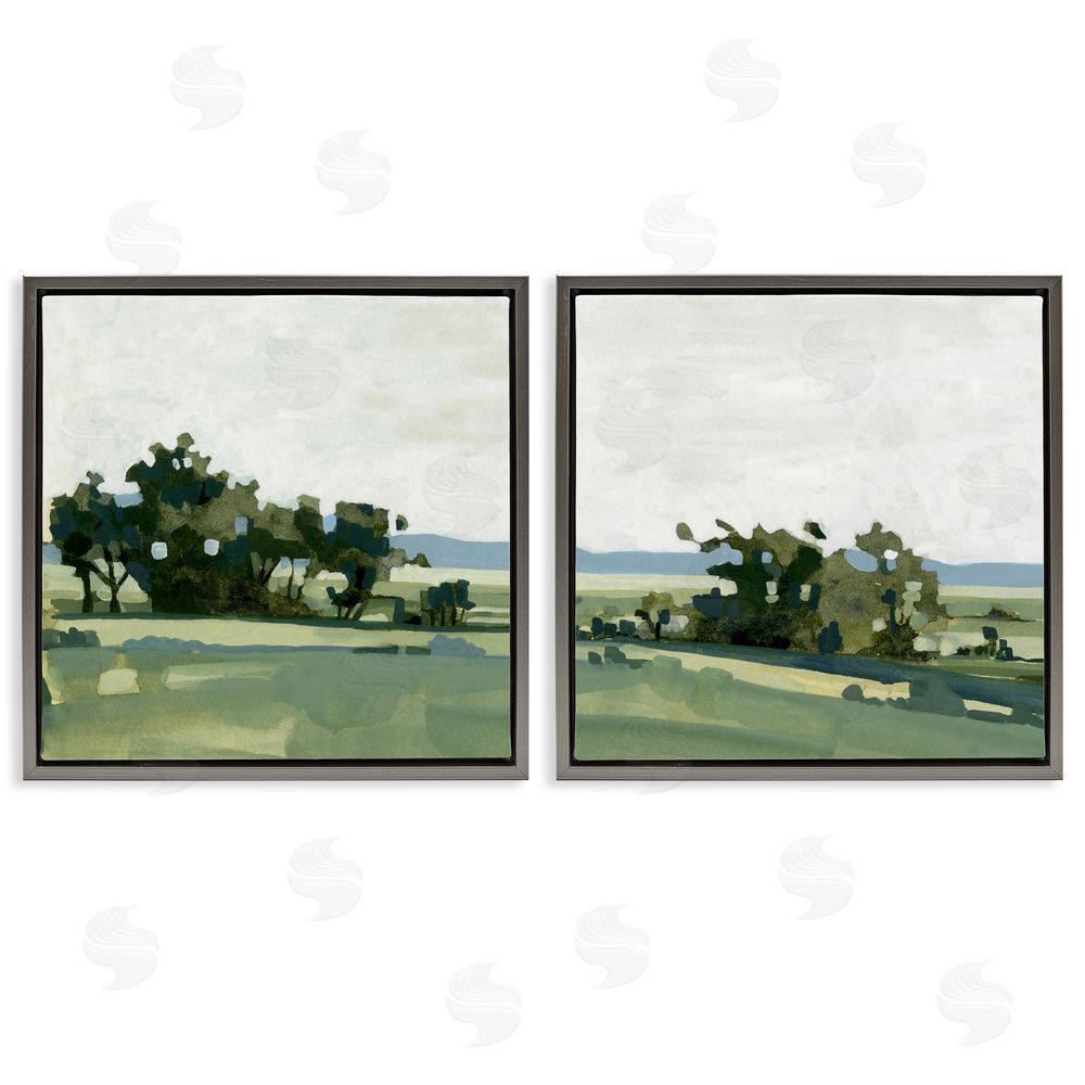 Emma Caroline Countryside Grassland Nature Landscape Gray Floating Frame Canvas Wall Art Print