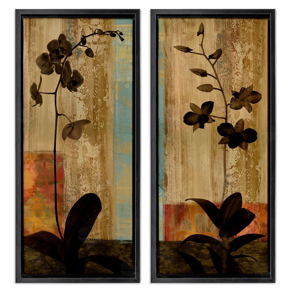 Chris Donovan Modern Boho Orchid Blooming  Black Floating Frame Canvas Wall Art Print
