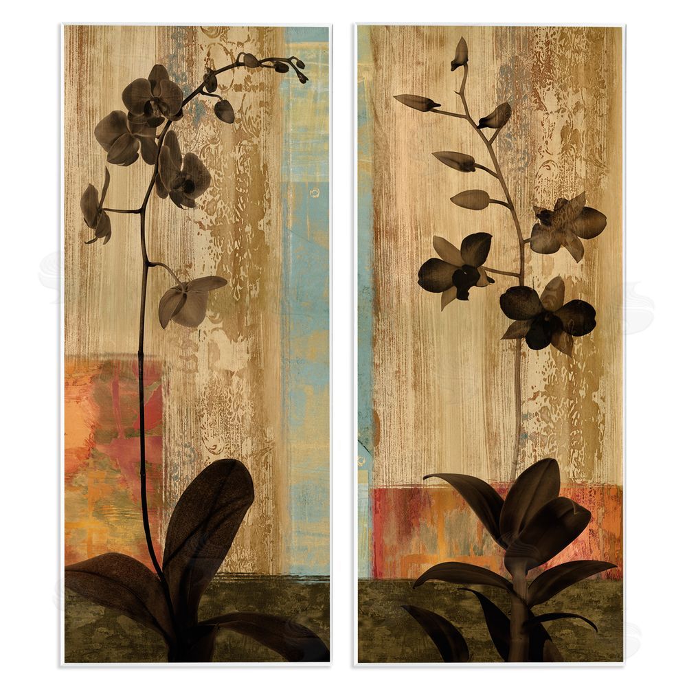 Chris Donovan Modern Boho Orchid Blooming  Wooden Wall Plaque Art Print