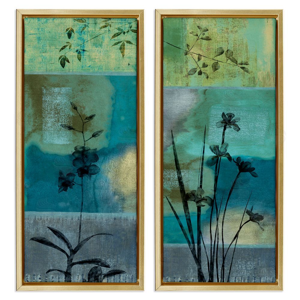 Chris Donovan Contemporary Blooming Orchid Sprouts Gold Floating Frame Canvas Wall Art Print