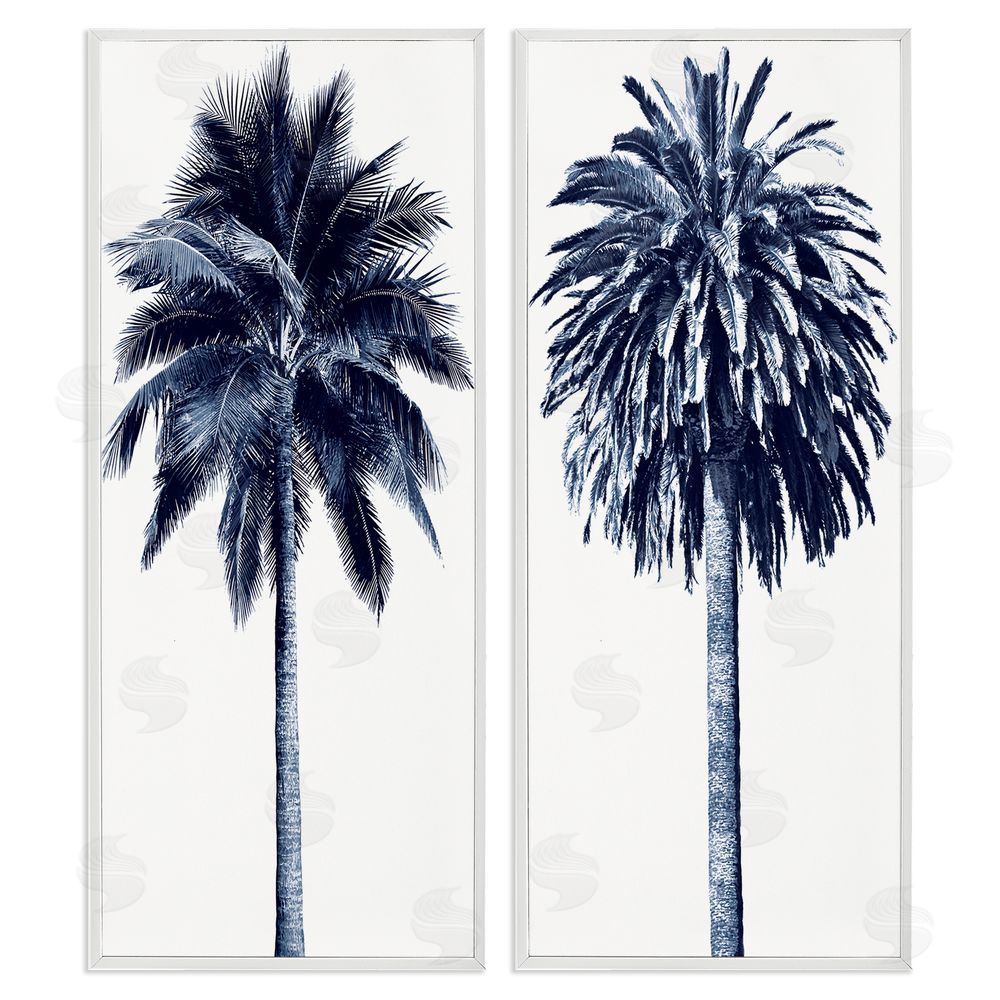 Devon Davis Modern Summer Palms Detailed Nature White Framed Giclee Wall Art Print