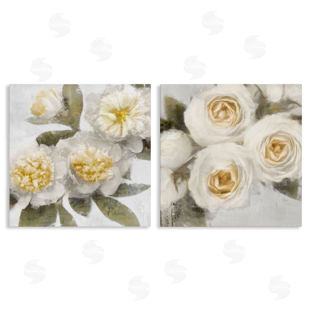 Emily Ford White Rose Flowers Traditional Canvas Wall Art Print