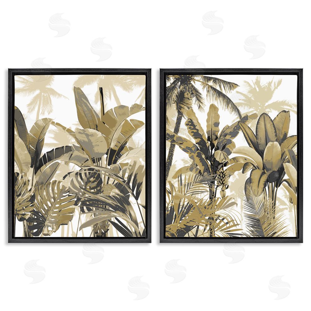 Kristen Drew Tropical Jungle Plants Vegetation Black Floating Frame Canvas Wall Art Print