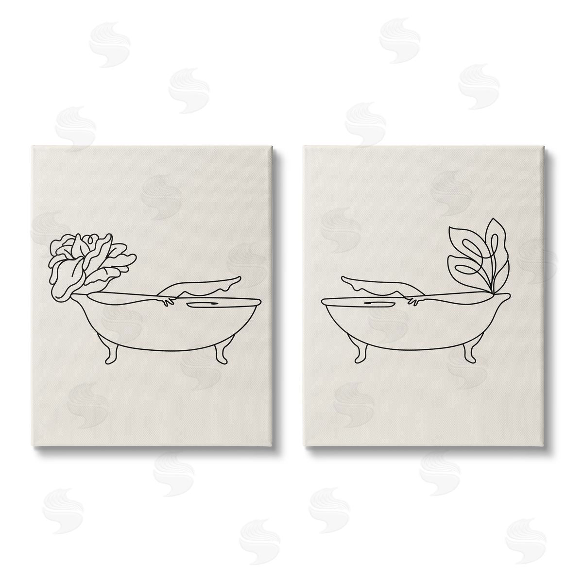 Stupell Studio Floral Bathtub Relaxing Doodle Canvas Wall Art Print