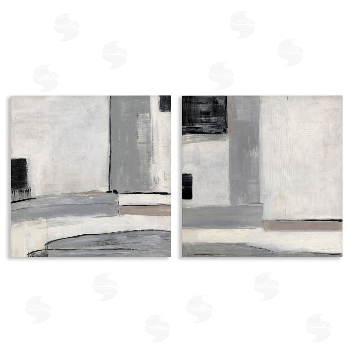 Industrial Abstract Grey Geometric Canvas Wall Art, Home Decor by Sally Swatland
